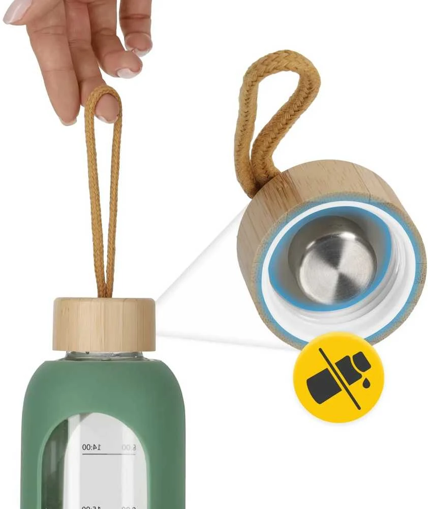4Fizjo Stiklinis vandens butelis 1 l žalias