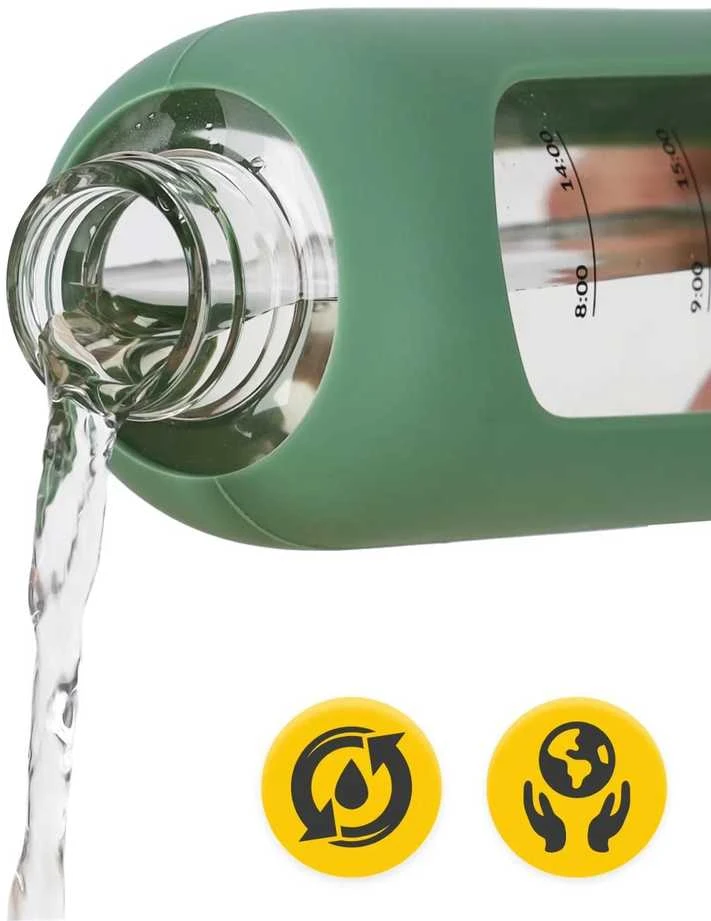 4Fizjo Stiklinis vandens butelis 1 l žalias