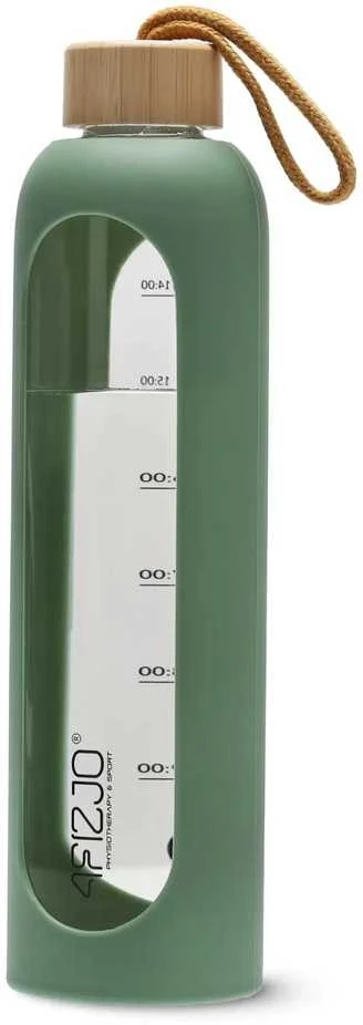 4Fizjo Stiklinis vandens butelis 1 l žalias