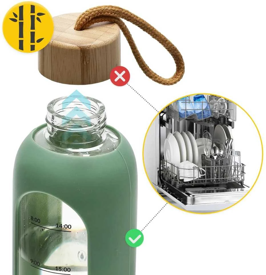 4Fizjo Stiklinis vandens butelis 1 l žalias