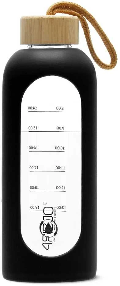 4Fizjo Stiklinis vandens butelis 750 ml, juodas