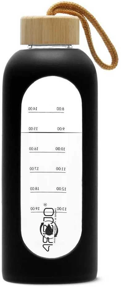 Gertuvė 4Fizjo Stiklinis vandens butelis 750 ml, juodas
