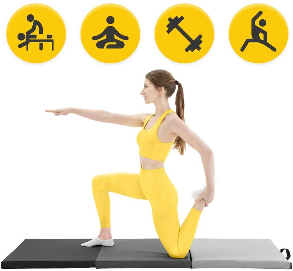 4Fizjo Sulankstomas pilkas gimnastikos kilimėlis