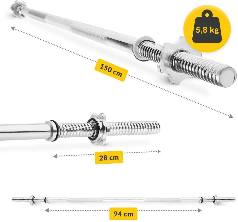 4Fizjo Tiesus strypas su spaustukais 150 cm - 5,8kg