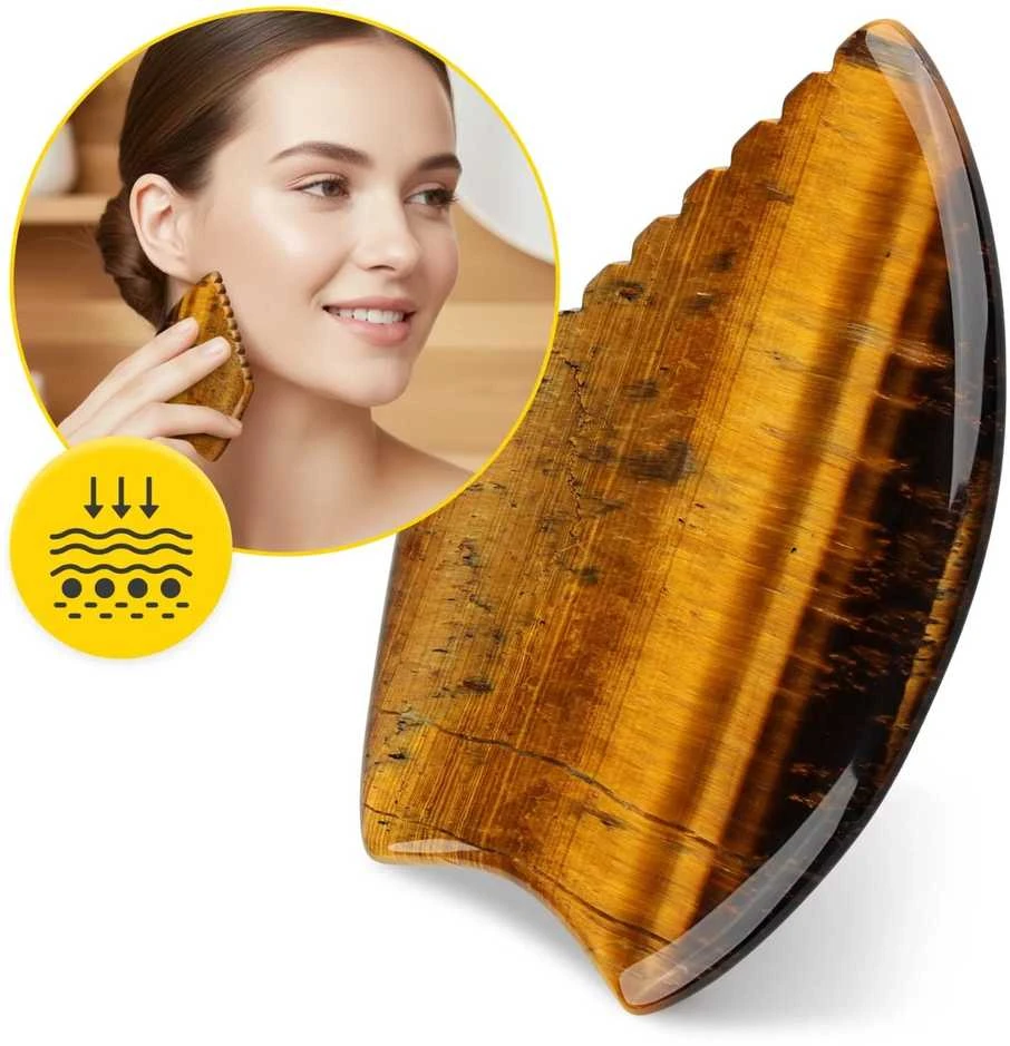4Fizjo Tigro akies gofruotas natūralus kvarco Gua Sha akmuo