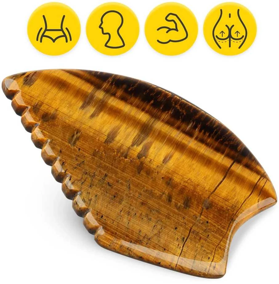 4Fizjo Tigro akies gofruotas natūralus kvarco Gua Sha akmuo