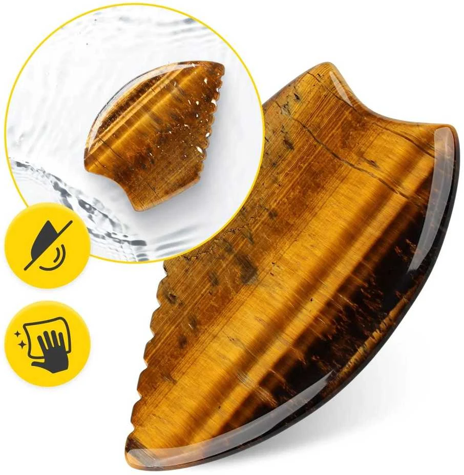 4Fizjo Tigro akies gofruotas natūralus kvarco Gua Sha akmuo