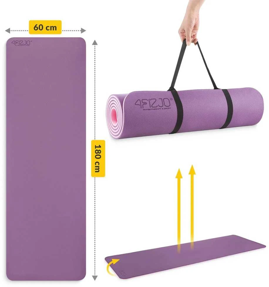 4Fizjo TPE neslystantis jogos ir mankštos kilimėlis, 1 cm, violetinis