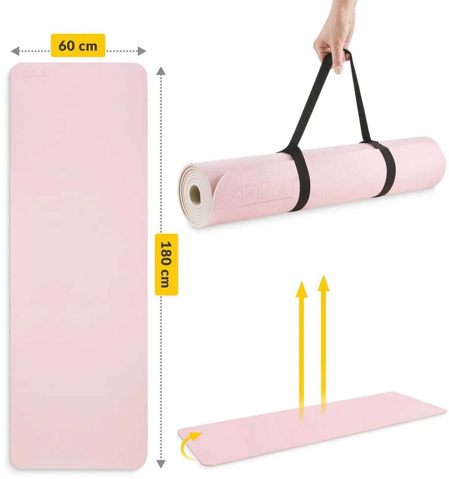 4Fizjo TPE neslystantis mankštos ir jogos kilimėlis, 0,6 cm, rožinis