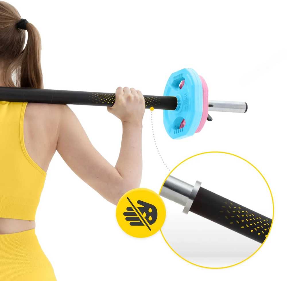 4Fizjo Plieninis štangos rinkinys, 20 kg, namų sporto salei, viso kūno treniruotėms, reguliuojami svoriai