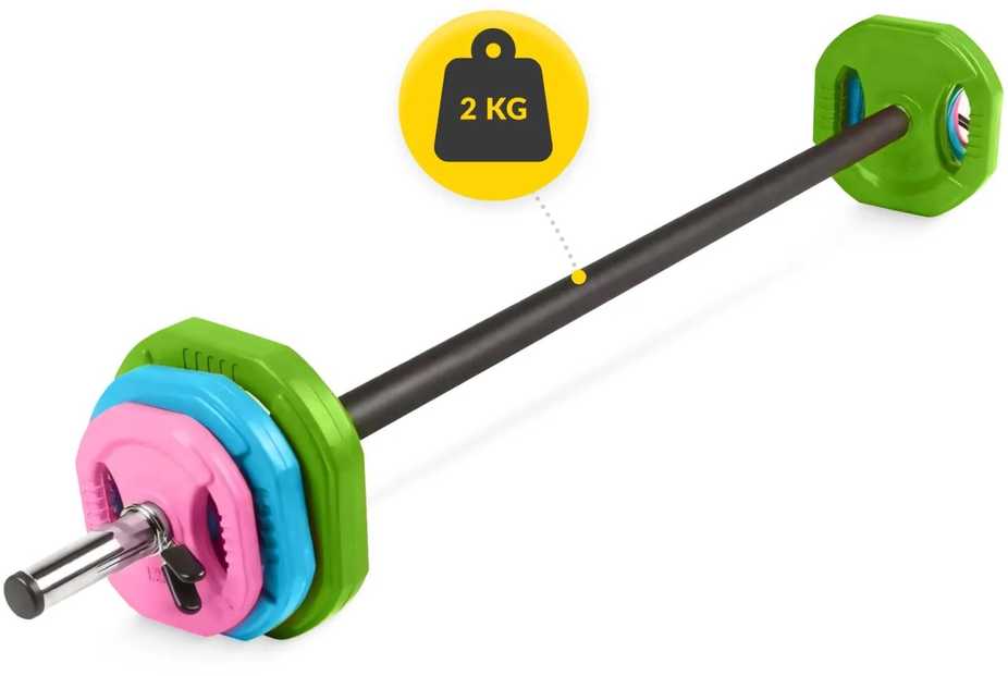 4Fizjo Plieninis štangos rinkinys, 20 kg, namų sporto salei, viso kūno treniruotėms, reguliuojami svoriai