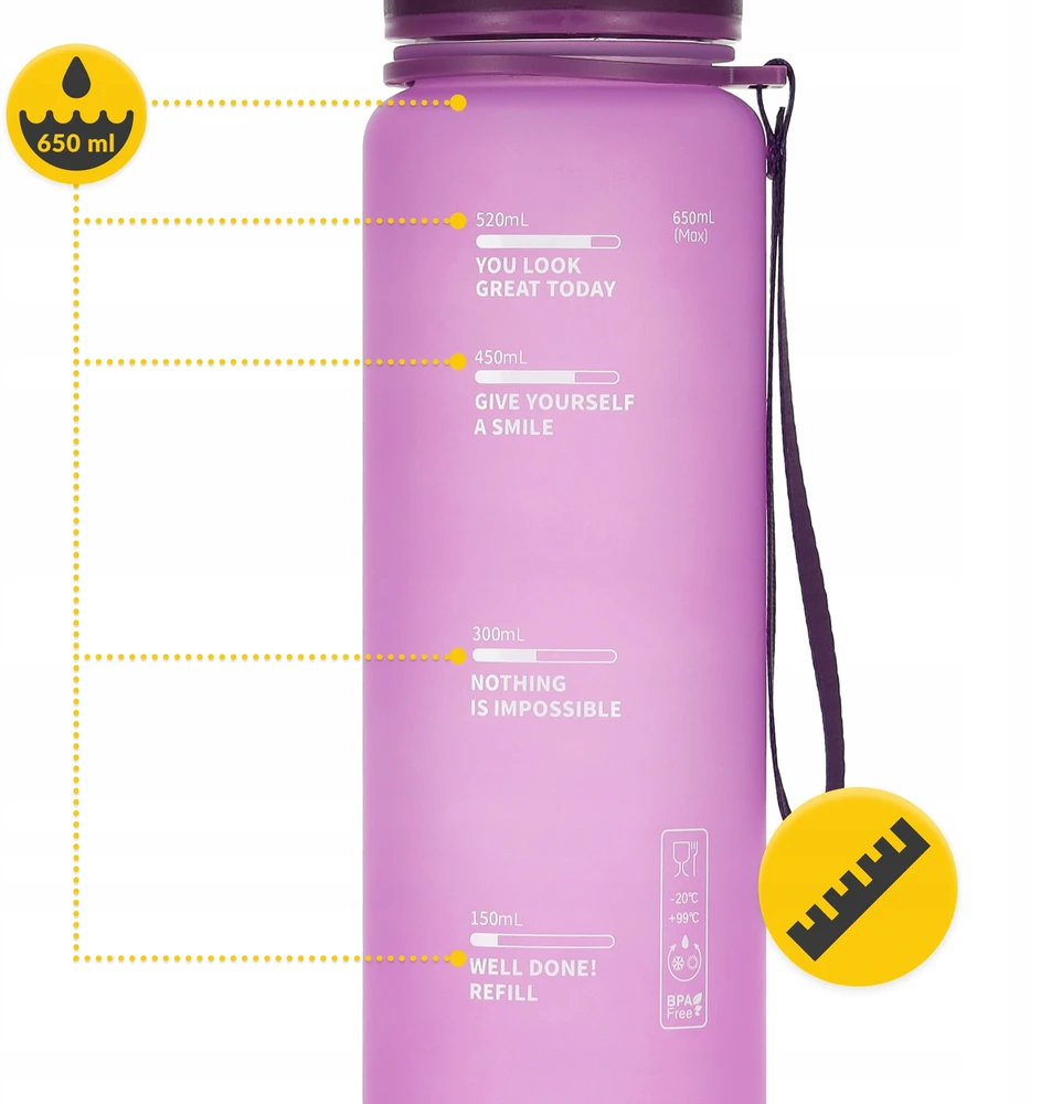 4Fizjo Vandens gertuvė 650 ml – kasdieniam naudojimui, sportui ir aktyviam laisvalaikiui, rožinės spalvos