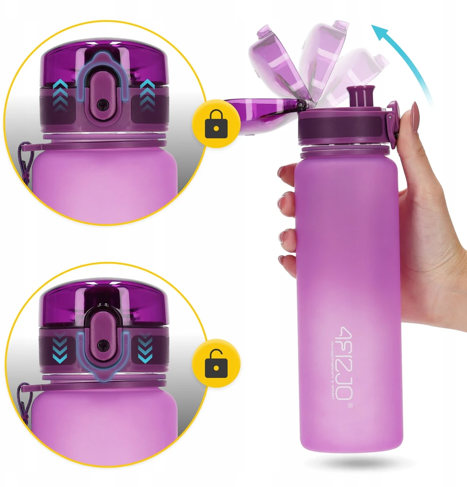4Fizjo Vandens gertuvė 650 ml – kasdieniam naudojimui, sportui ir aktyviam laisvalaikiui, rožinės spalvos