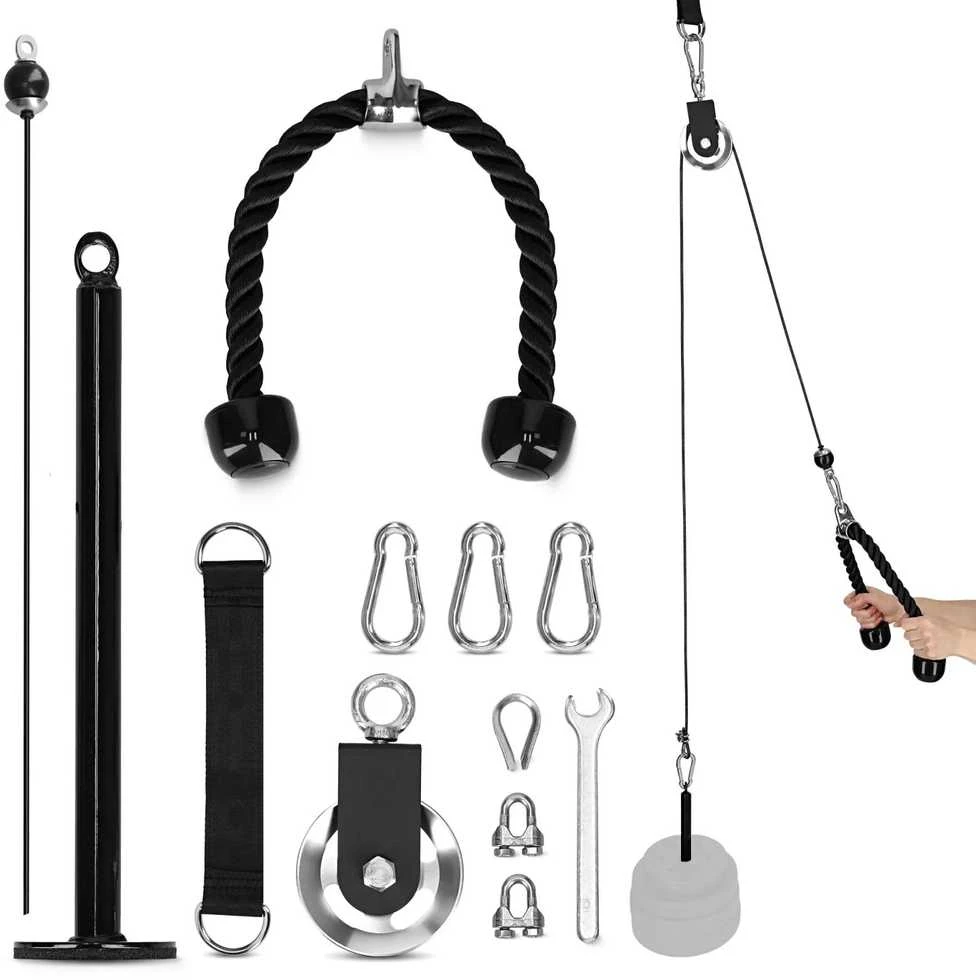 4Fizjo Namų sporto salės skriemulių sistema, viršutinės ir apatinės kūno dalies treniruotės, jėgos treniruočių įranga, Lat Pulldown kabelinė mašina