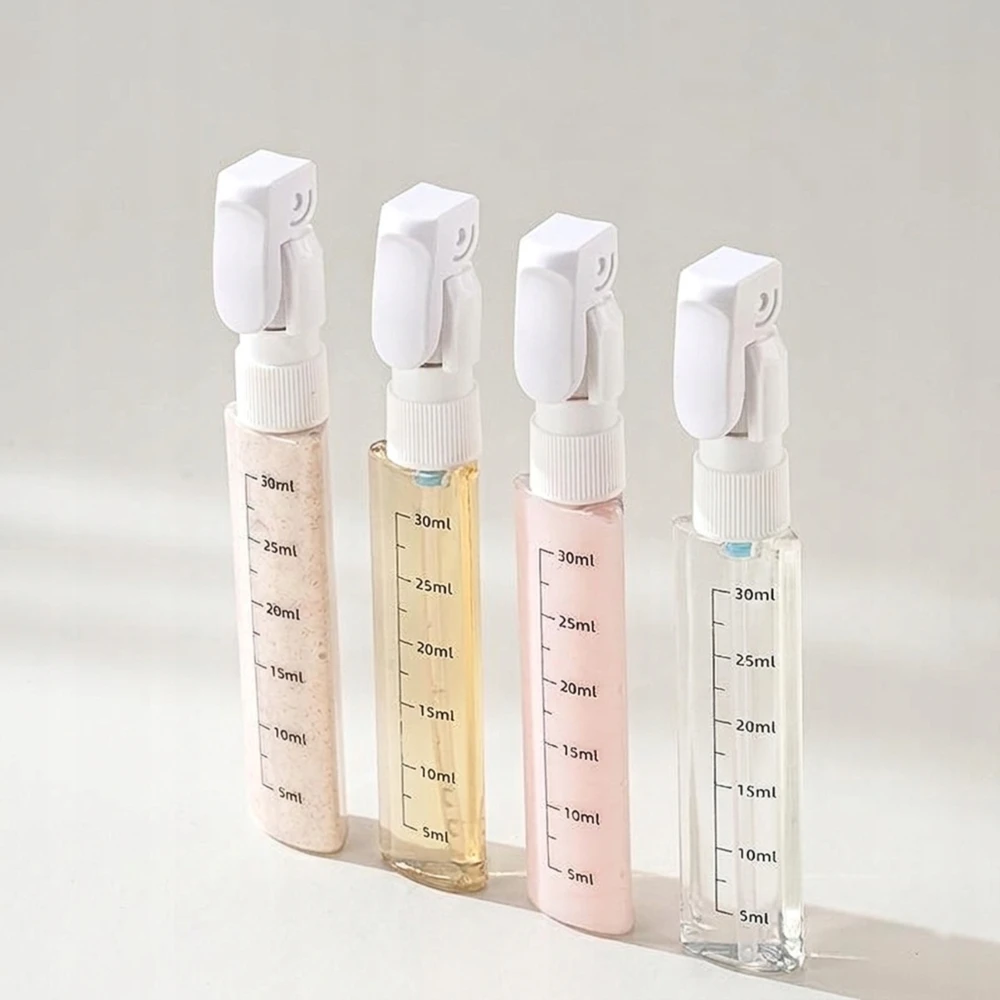 4in1 kelioninis buteliukas kosmetikai lėktuvui, 4 indeliai, 30ml. Dozatorius