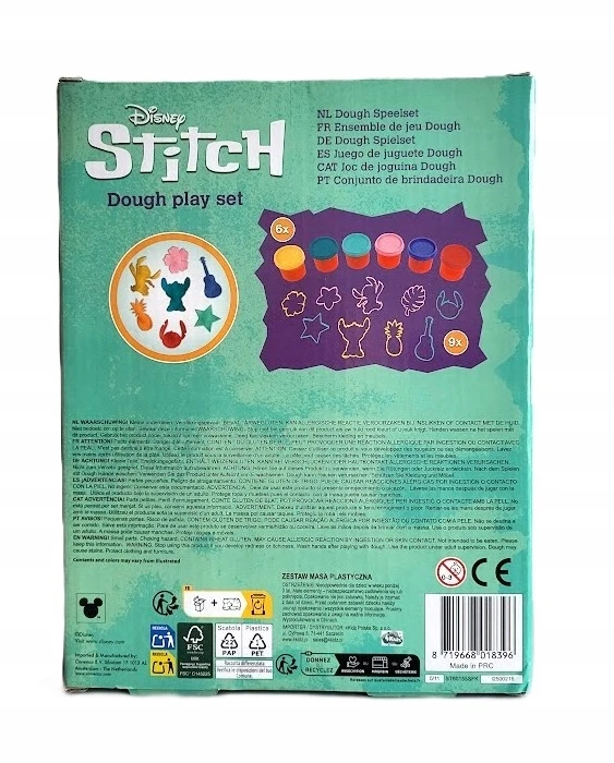 4Kidz „Disney Stitch“ žaidimų tešlos rinkinys, kūrybinė pramoga vaikams, 6 vamzdeliai