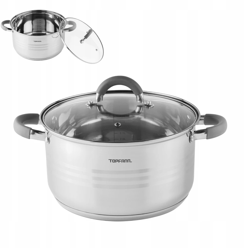 4L DUJINIAI 22CM INDUKCINIAI INDUKCINIAI PUODAI iš nerūdijančio plieno TOPFANN