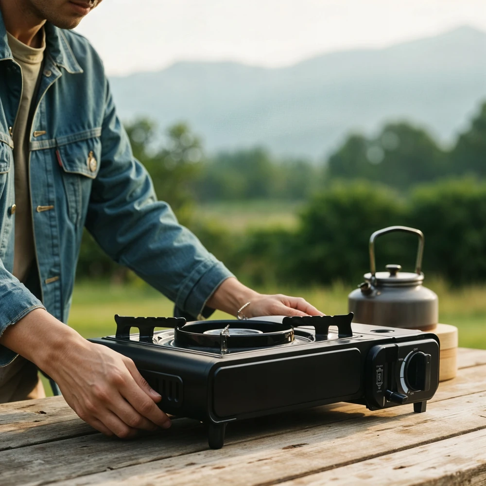 4Neo NEšiojamoji TURISTINĖ DUJINĖ VIRTUVĖ lagamine + 4X ALPEN KASETĖ