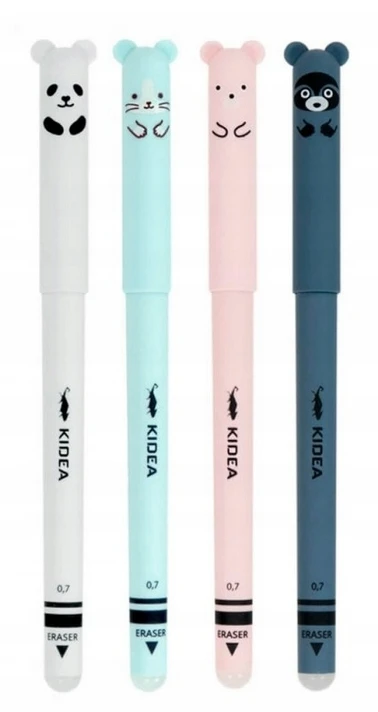 4x Trinami geliniai rašikliai Kidea, 0.7 mm, mėlyni