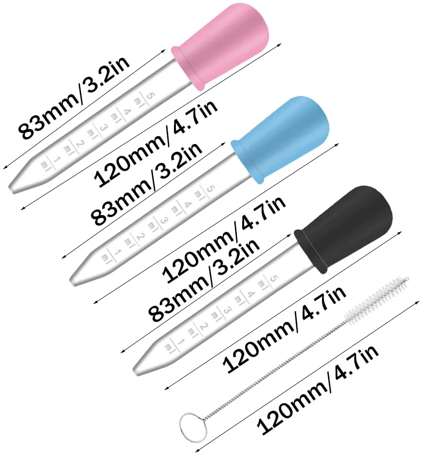 5 ML PLASTIKINIŲ PIPEČIŲ LAŠINTUVO RINKINYS IŠ 3 DALŲ
