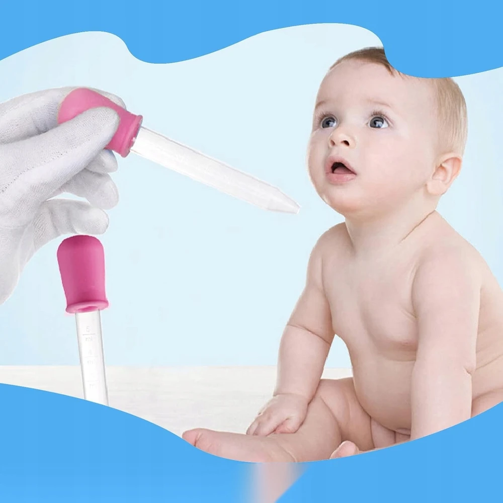 5 ml SILIKONINĖ PIPETE, 12 Vnt., PLASTIKINIŲ LAŠINTELIŲ DALYTUVO VAIKAMS