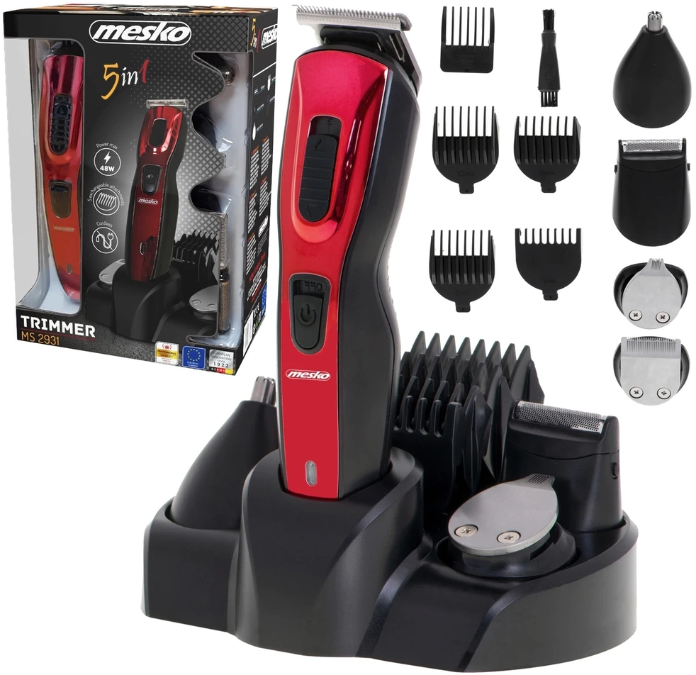 Mesko | Trimmer 5 in 1 | MS 2931 | Cordless | Juodas/Raudona