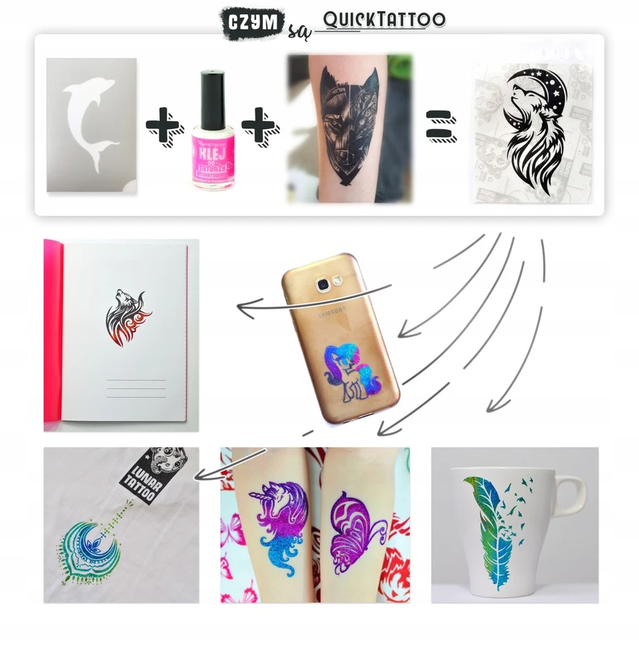 50 Quick Tattoo blizgučių tatuiruočių rinkinys mergaitėms Nr. 01