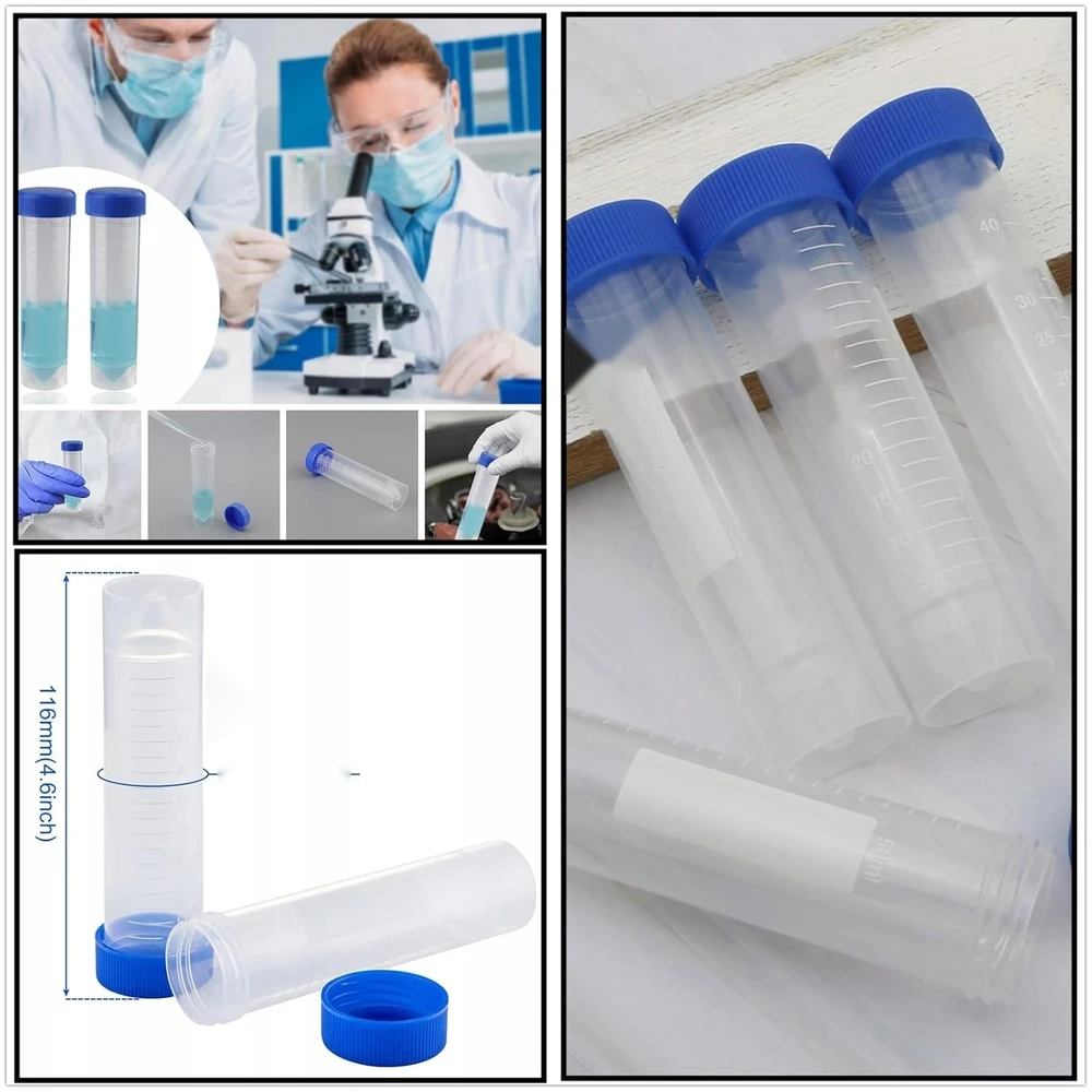 50ml BANDYMO KUBILIAI 40 VNT PLASTIKINIAI LABORATORIJOS SKAIDRUS ILGAUS