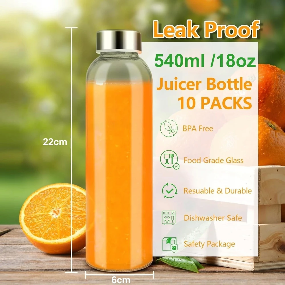540 ml STIKLINIS BUTELAS SU DAUkart NAUDOJAMU dangteliu NETEKĖS STIKLAS 10