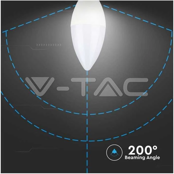 5.5W LED lemputė V-TAC, žvakės formos, E14, termoplastikas, 4000K (natūraliai balta), SAMSUNG LED chip