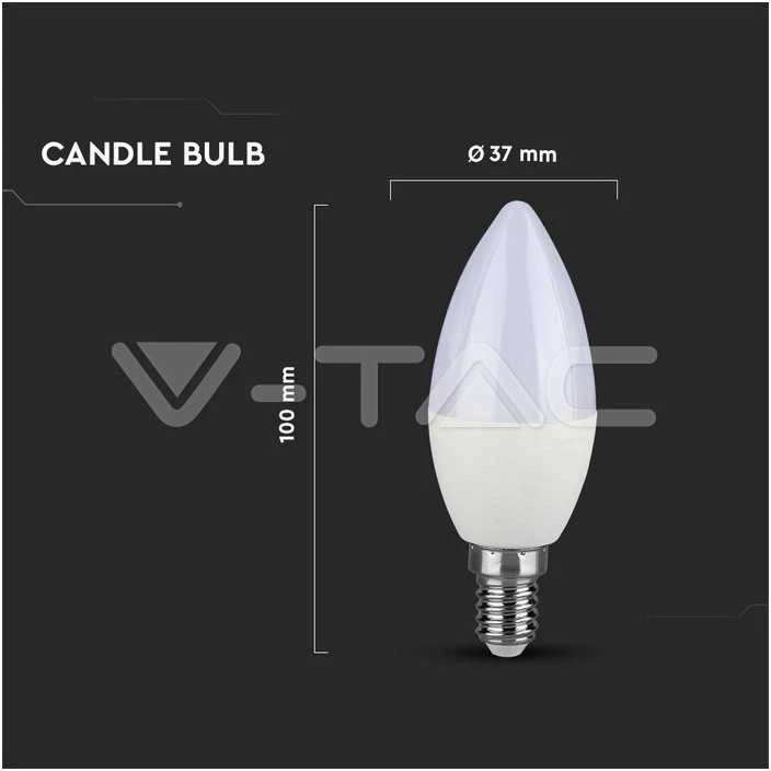 5.5W LED lemputė V-TAC, žvakės formos, E14, termoplastikas, 4000K (natūraliai balta), SAMSUNG LED chip