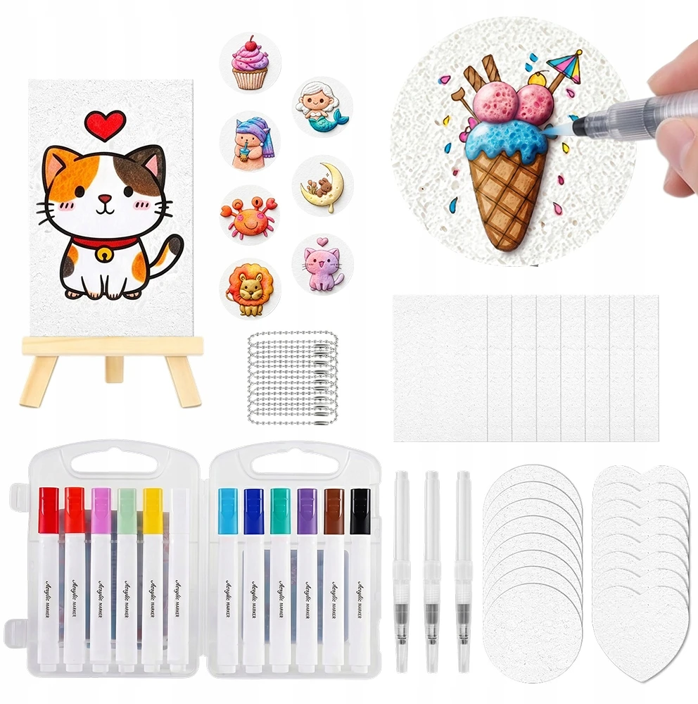 58x Magic Puffy Paint, pasidaryk pats, 3D kempinės tapybos rinkinys vaikams
