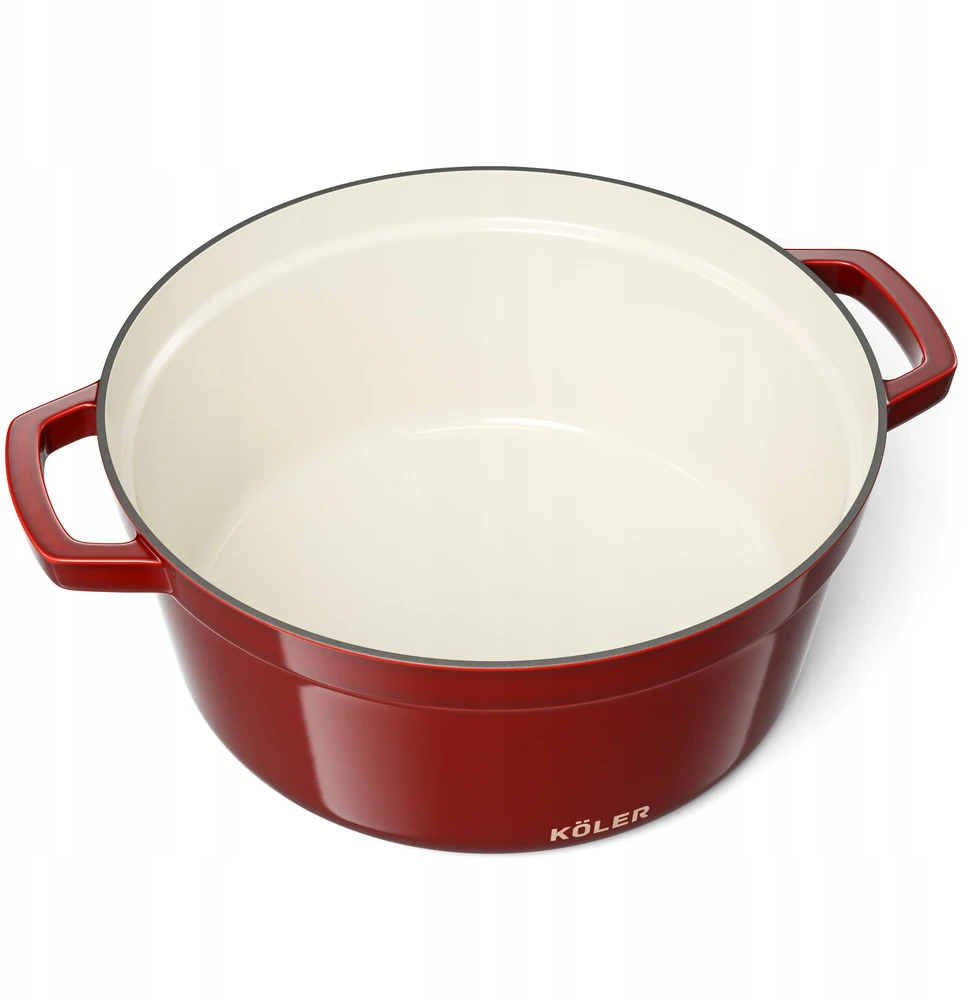 5L emaliuotas ketaus puodas su dangčiu Raudonas 26cm indukcinė orkaitė
