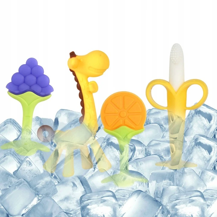 6x BANANA TEETHER TRAINING MASAŽINIS ŠEPETĖLIS SILICONE TEETHER DOVANA