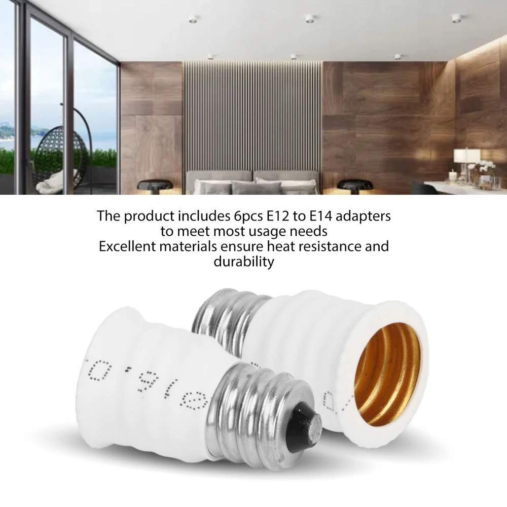 6X E12 IKI E14 ADAPTERIO KEITIKLIS E14 IKI E12 LEMPUTĖS ADAPTERIS GARAGE BALTAMS