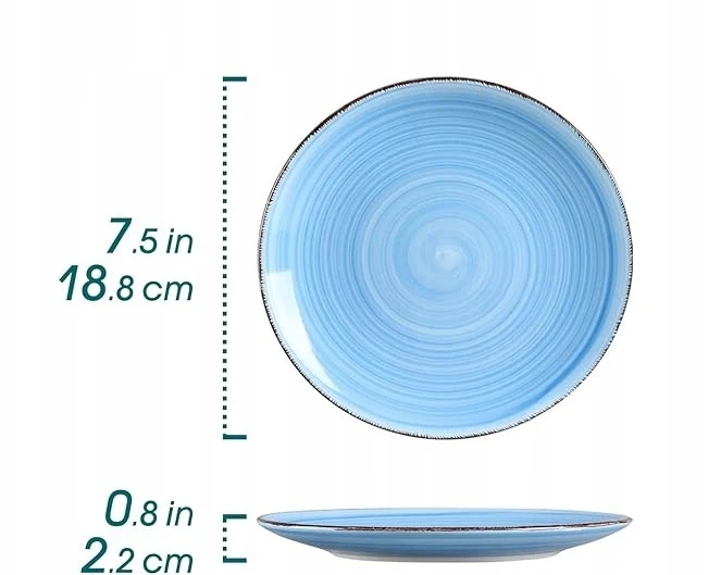 6X VANCASSO BONITA MĖLYNA DESERTINĖ PLOKŠTĖ DAŽYTA RANKOMIS 19cm skersmens