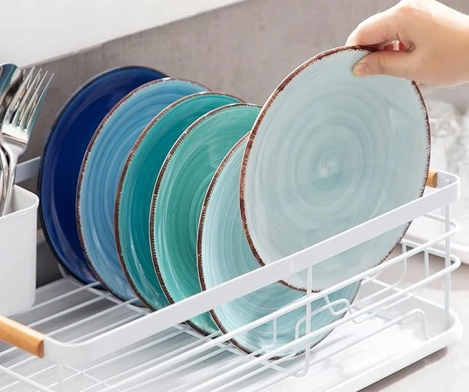6X VANCASSO BONITA MĖLYNA DESERTINĖ PLOKŠTĖ DAŽYTA RANKOMIS 19cm skersmens