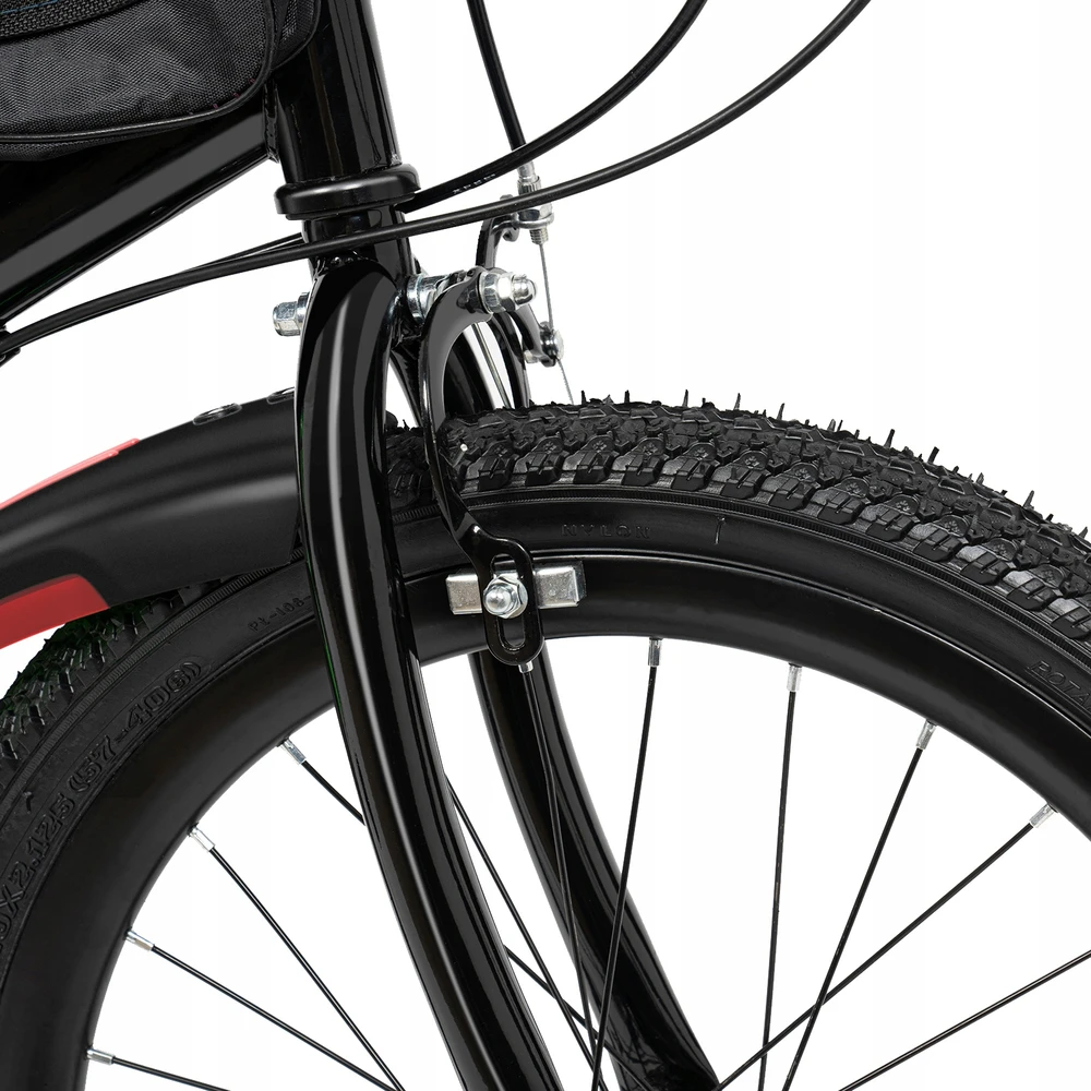 7 PAVARA. RAUDONAS 20 colių VAIKŲ MTB SPORTINIS DVIRATIS