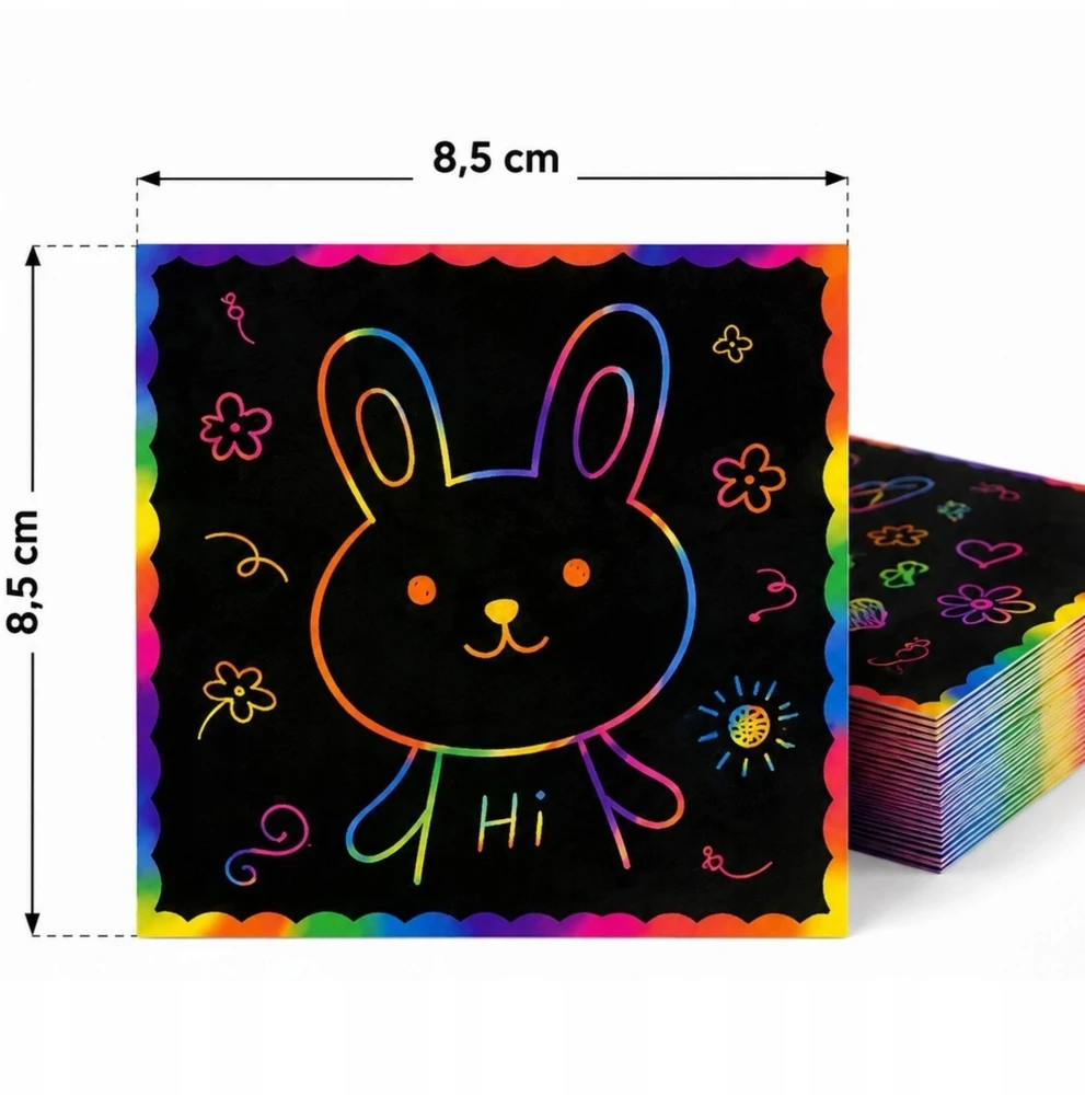 7 Toys Kolorow RAINBOW SCRATCH BOARD 100 vnt. 2X ODOS UGDYMO SĄNAŠŲ KNYGELĖ