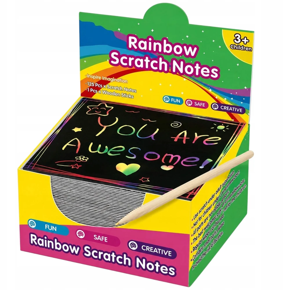 7 Toys Kolorow RAINBOW SCRATCH BOARD 100 vnt. 2X ODOS UGDYMO SĄNAŠŲ KNYGELĖ