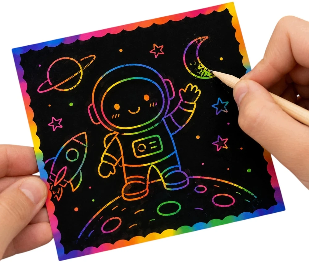 7 Toys Kolorow RAINBOW SCRATCH BOARD 100 vnt. 2X ODOS UGDYMO SĄNAŠŲ KNYGELĖ