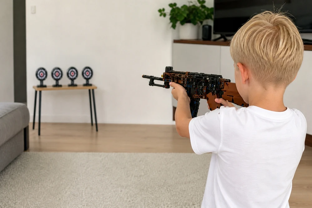 7 Toys Kolorow Statybiniai blokeliai AK47 šautuvas 338el DIY rinkinys dovana vaikams