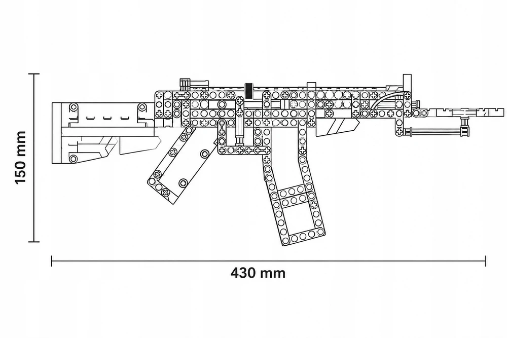 7 Toys Kolorow Statybiniai blokeliai AK47 šautuvas 338el DIY rinkinys dovana vaikams