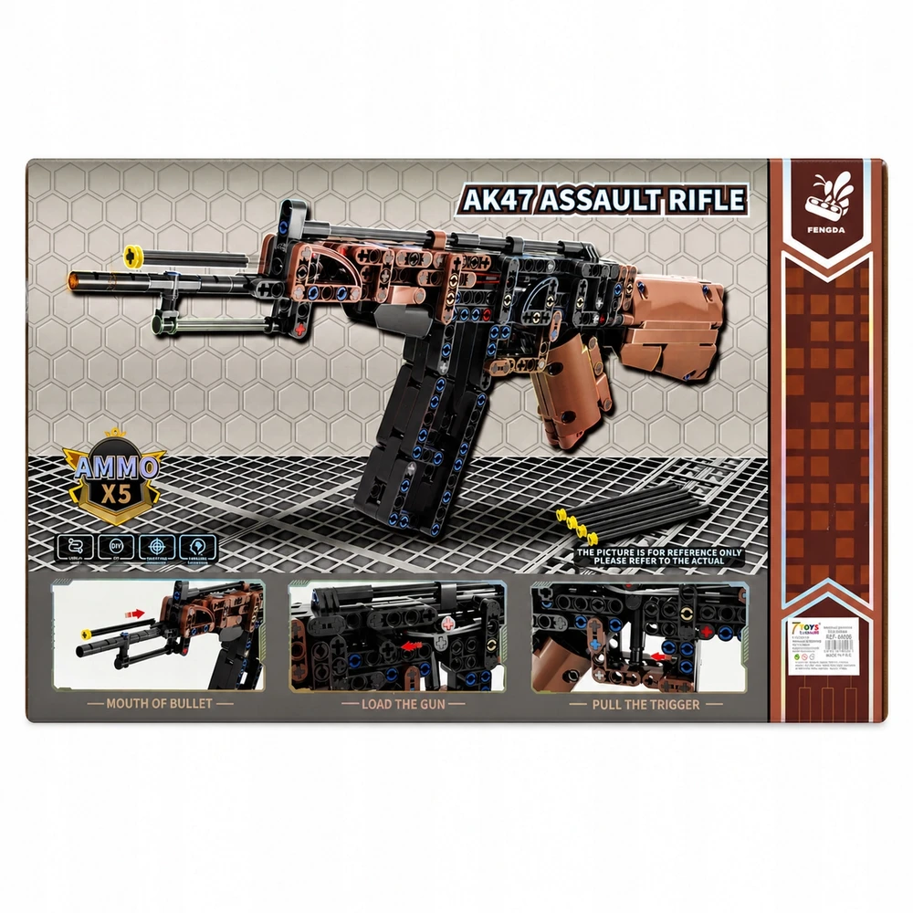 7 Toys Kolorow Statybiniai blokeliai AK47 šautuvas 338el DIY rinkinys dovana vaikams