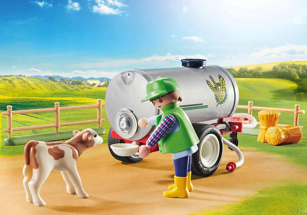 Žaislinis Transportas - Playmobil 70367 Kaimo Įkrovimo Traktorius Su Vandens Talpa Žalias