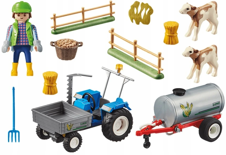 Žaislinis Transportas - Playmobil 70367 Kaimo Įkrovimo Traktorius Su Vandens Talpa Žalias