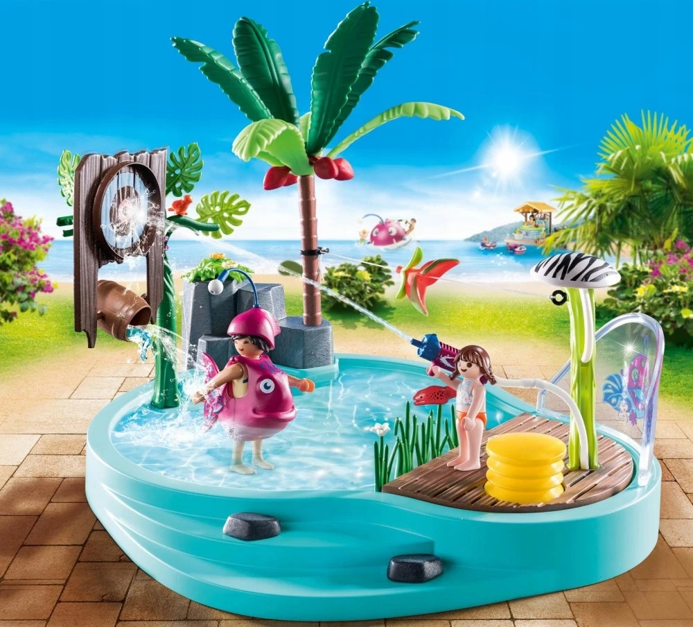 70610 Playmobil, linksmas baseinas su vandens purslais