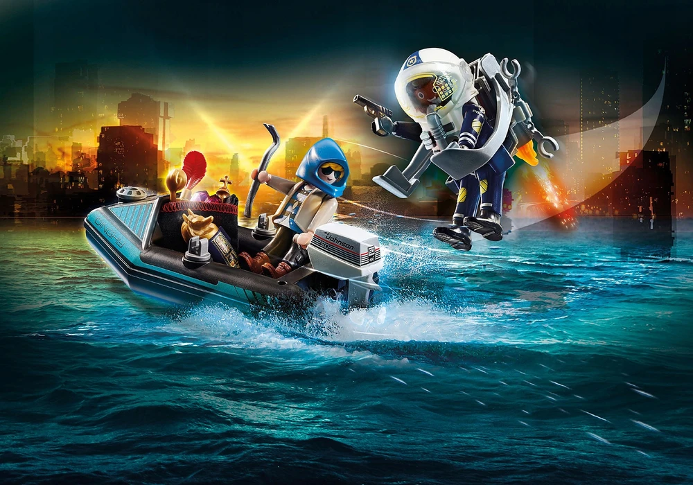 70782 PLAYMOBIL® City Action, Policijos lėktuvų paketas su valtimi