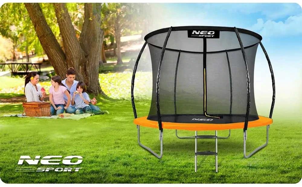 8 pėdų / 252 cm profiliuotas sodo batutas su vidiniu tinklu „Neo-Sport“