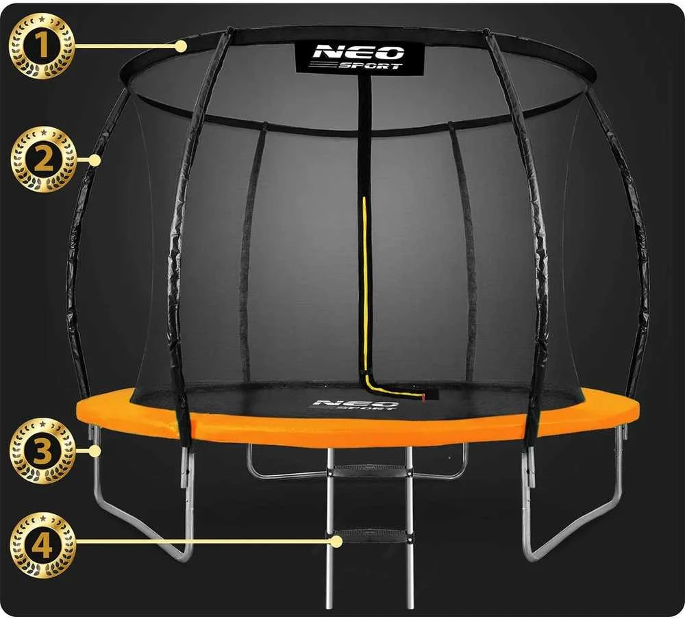 8 pėdų / 252 cm profiliuotas sodo batutas su vidiniu tinklu „Neo-Sport“